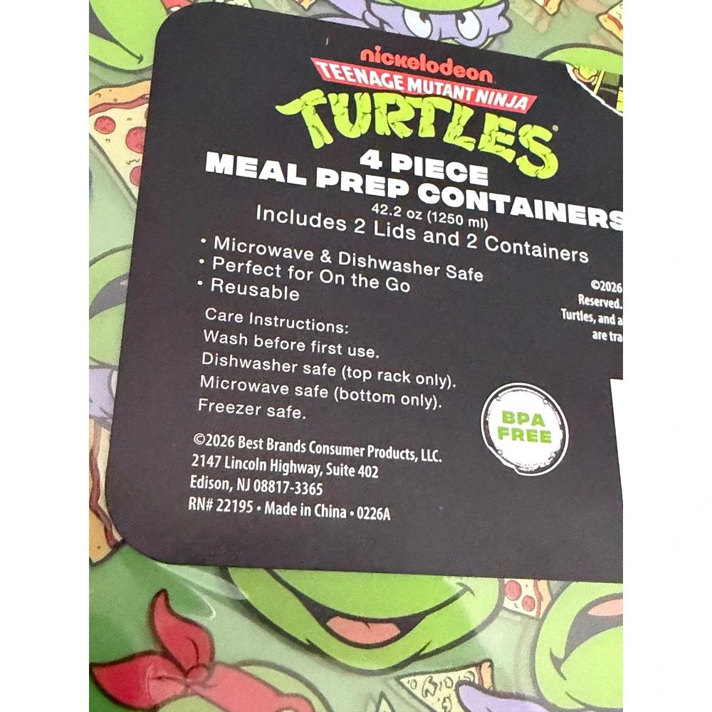 TMNT Teenage Mutant Ninja Turtles Meal Prep Containers 3 Sets 42.2oz Divided New